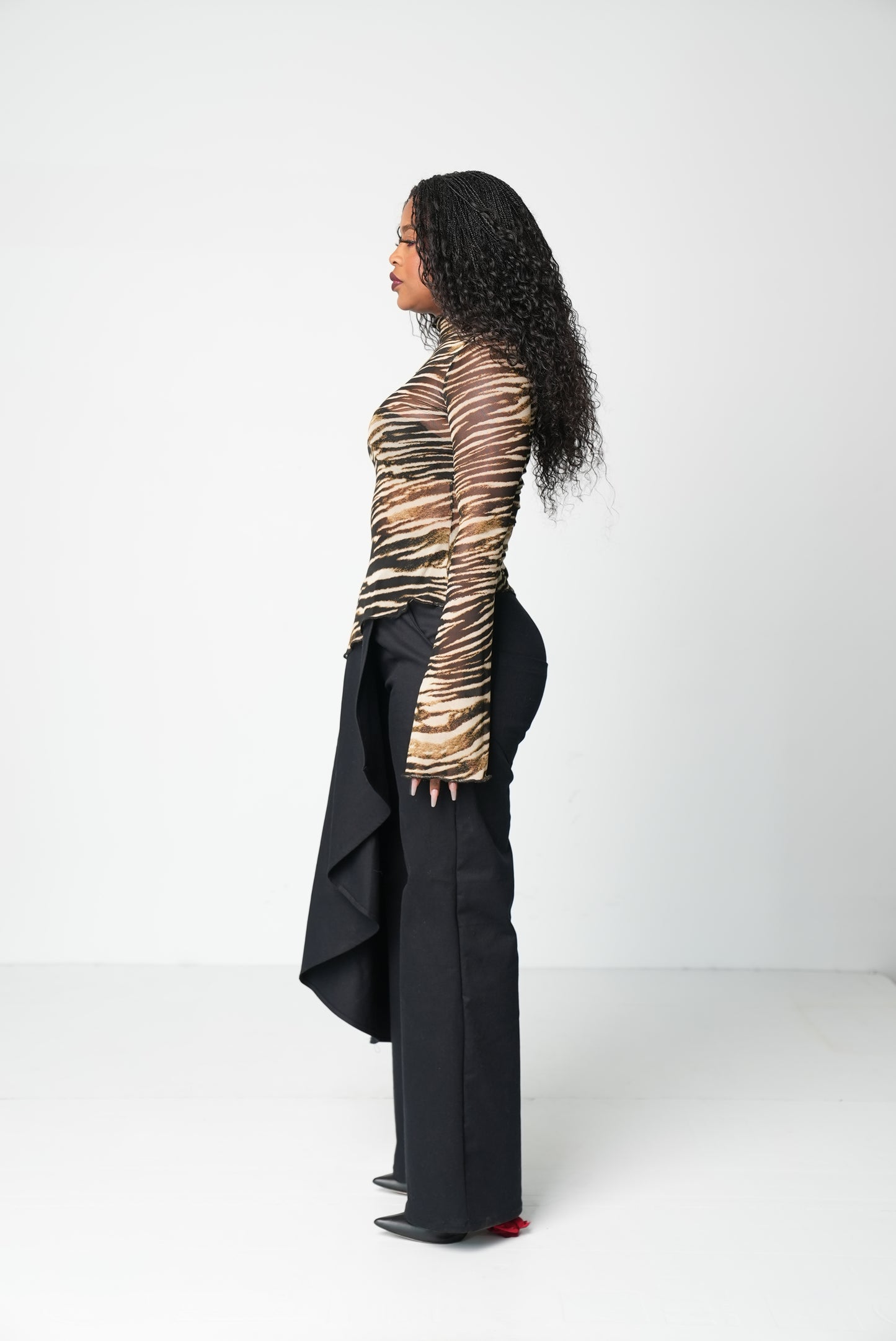 Tiffanie Sheer Turtleneck (Zebra)