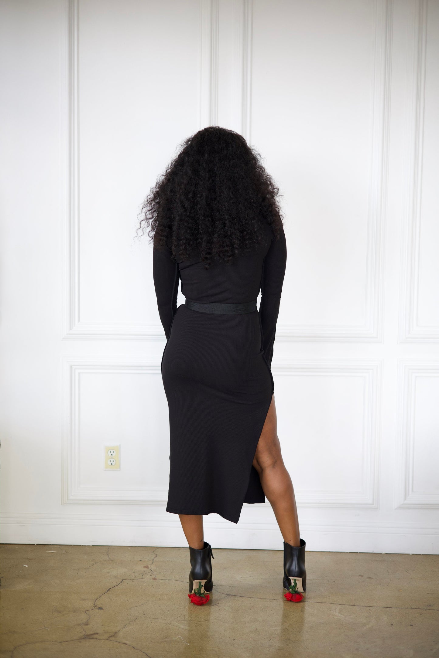 Onyx Side Slit Midi Dress