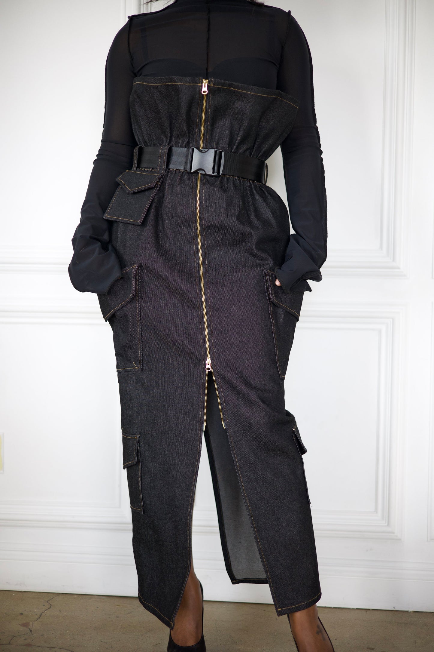 Slate Paperbag Cargo Maxi Skirt