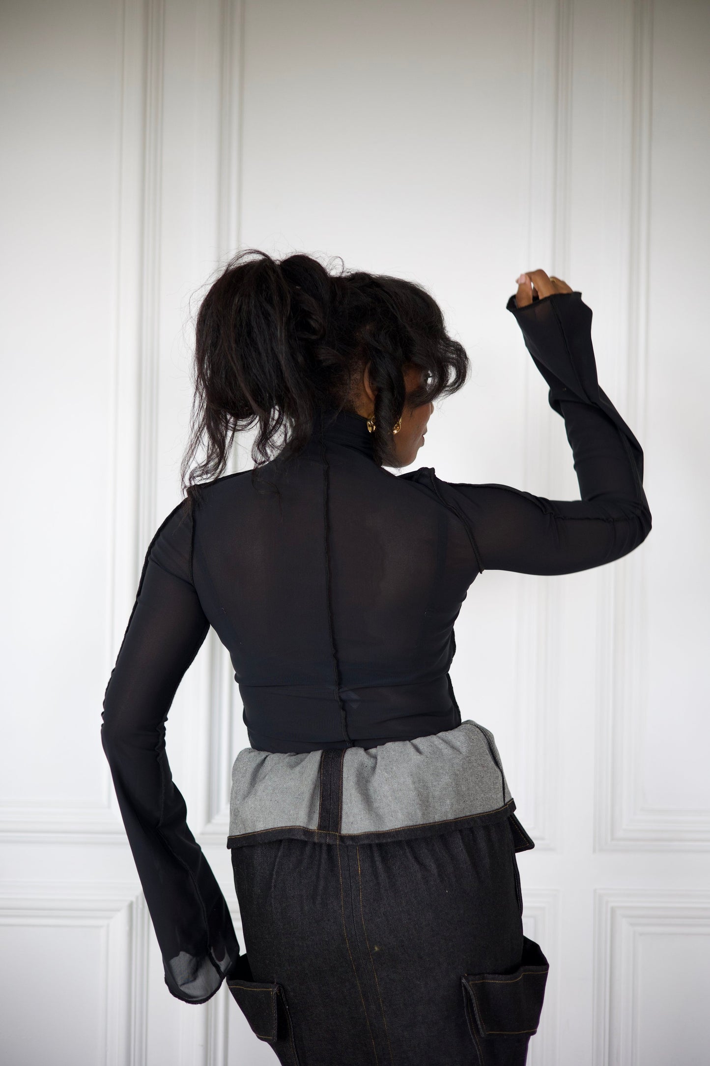 Ebony Sheer Turtleneck