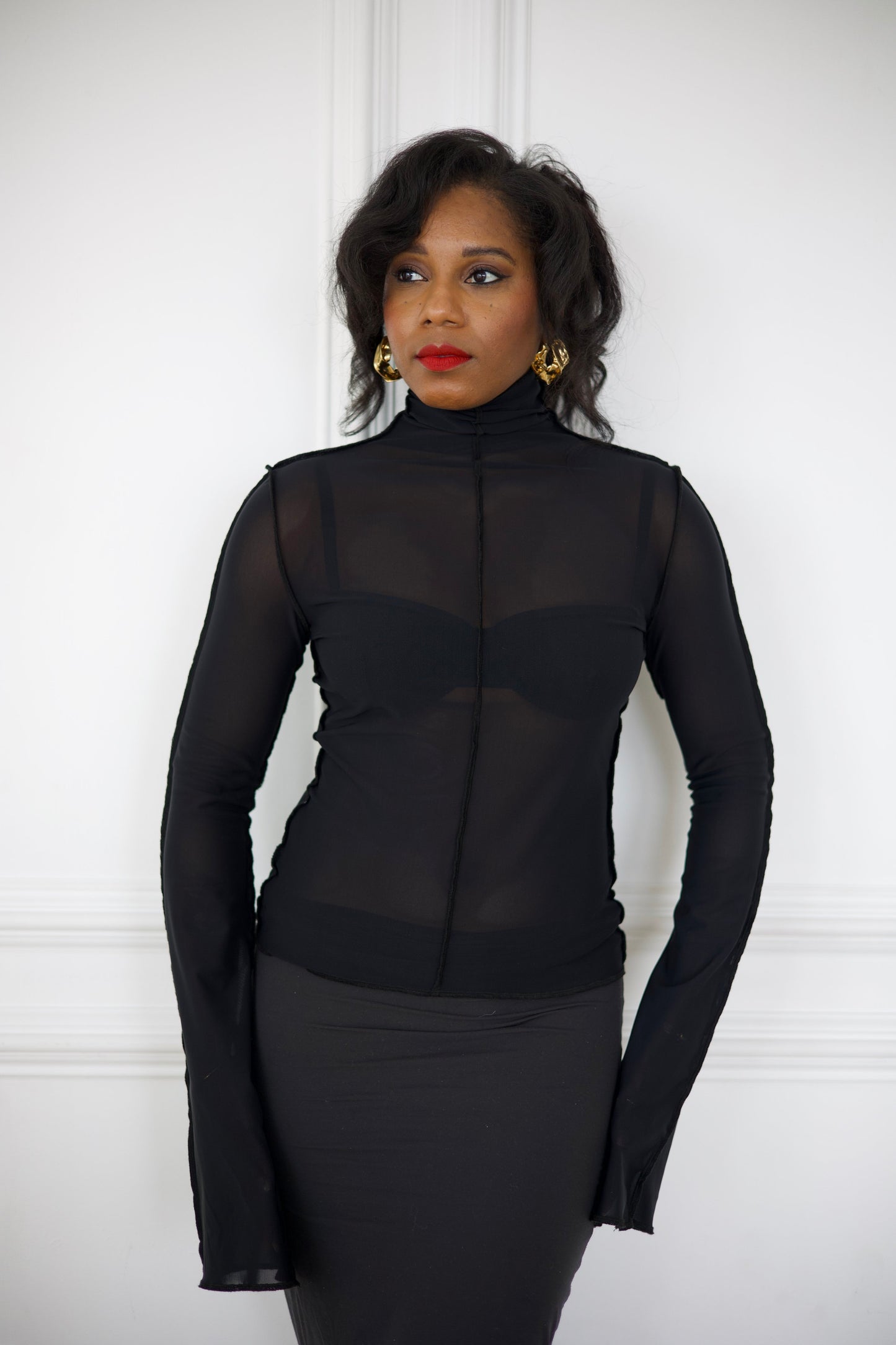 Ebony Sheer Turtleneck