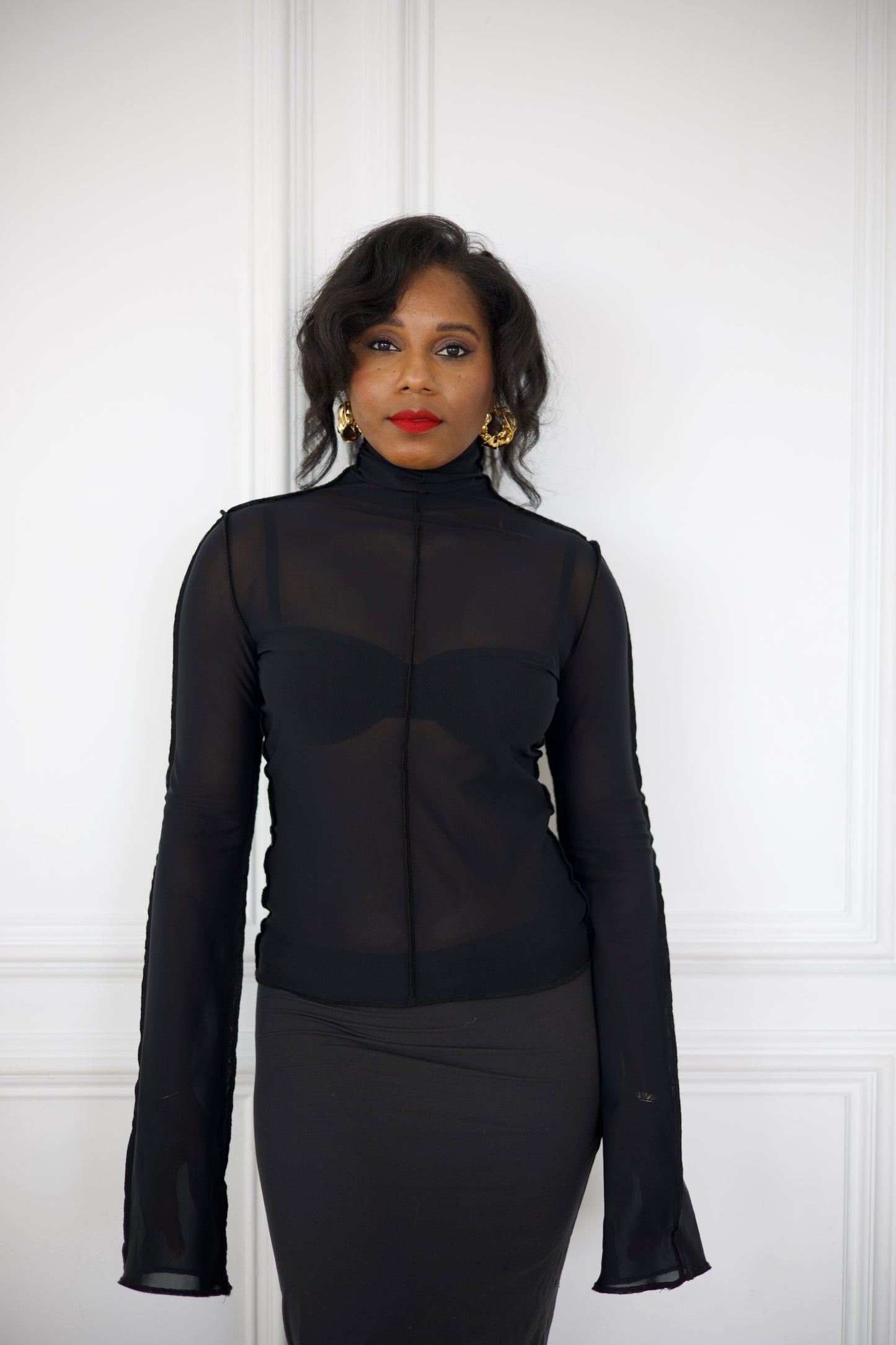 Ebony Sheer Turtleneck