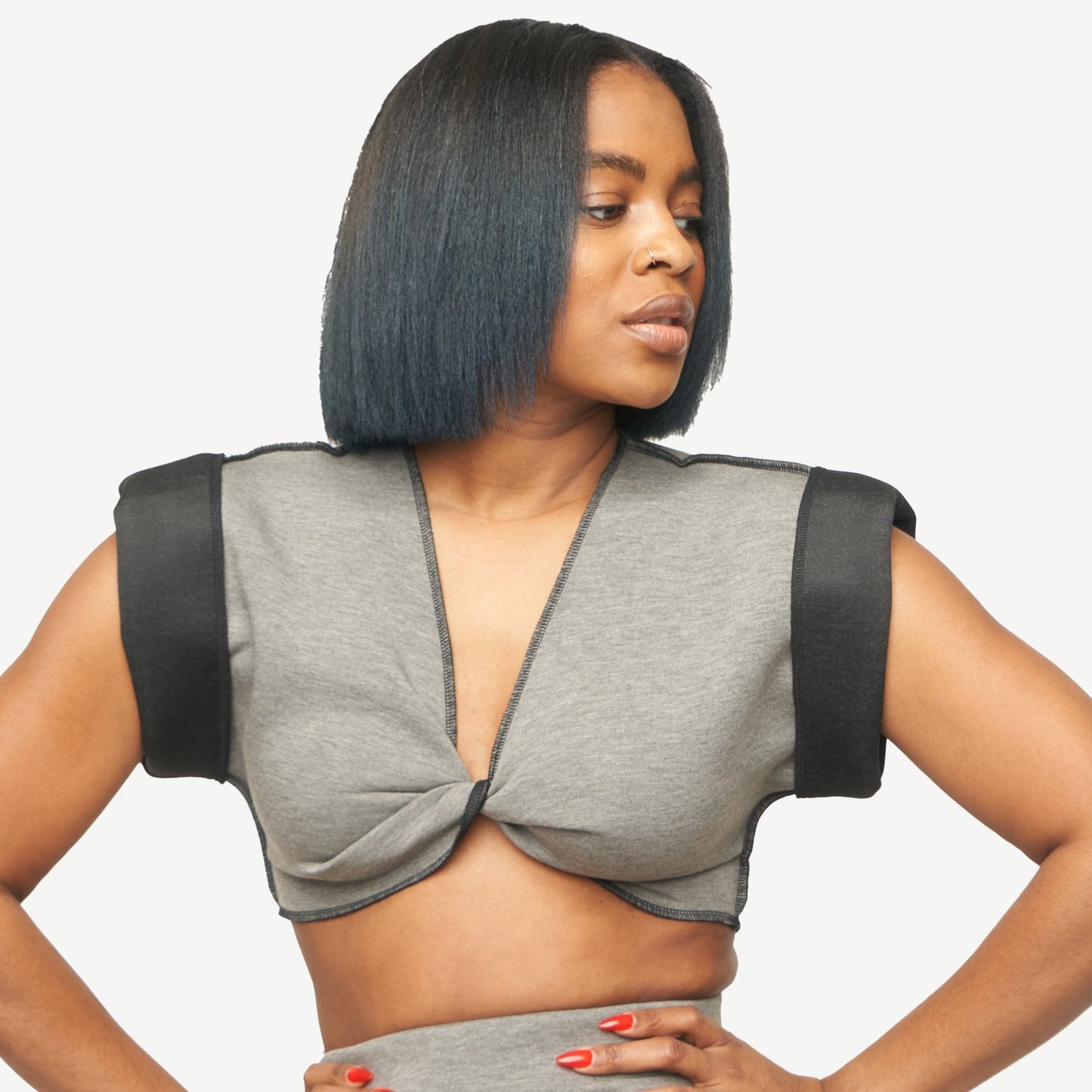 Olivia Twist Crop Top (Grey)