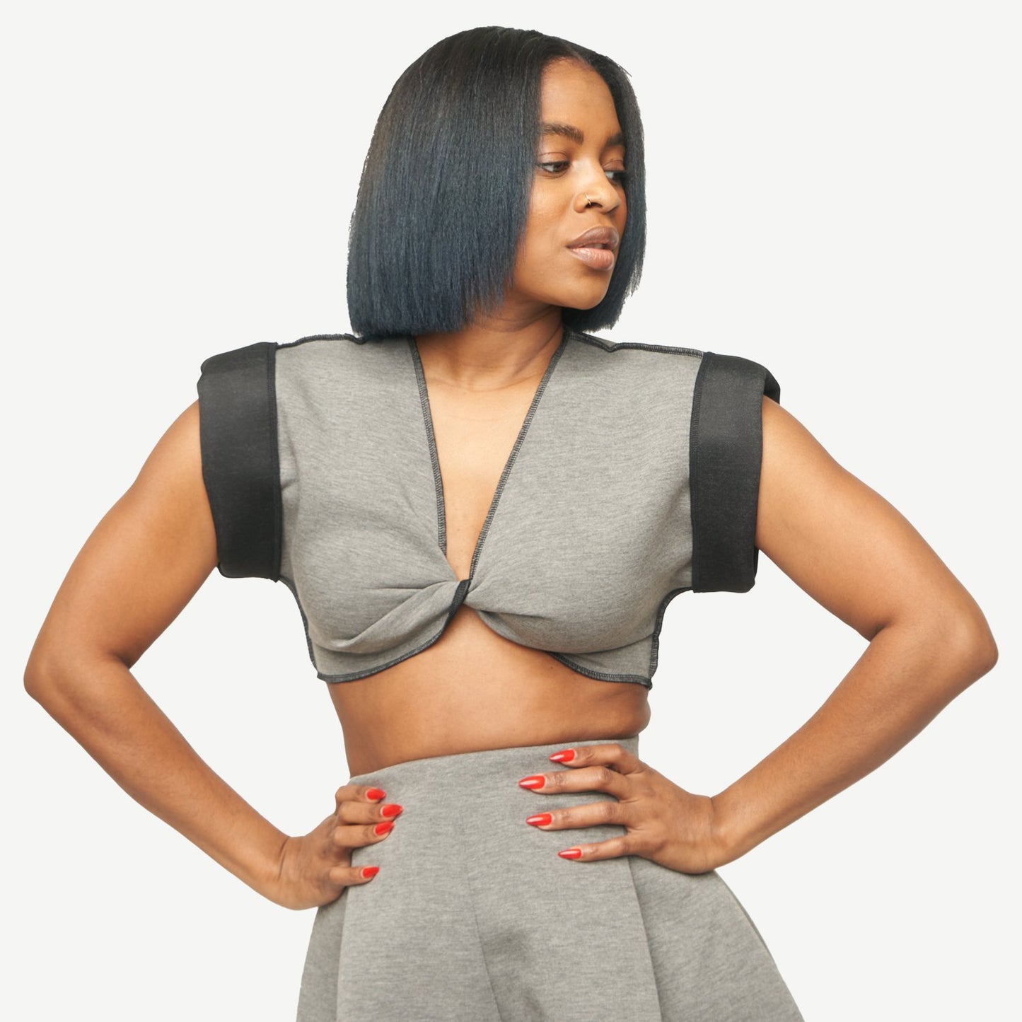 Olivia Twist Crop Top (Grey)