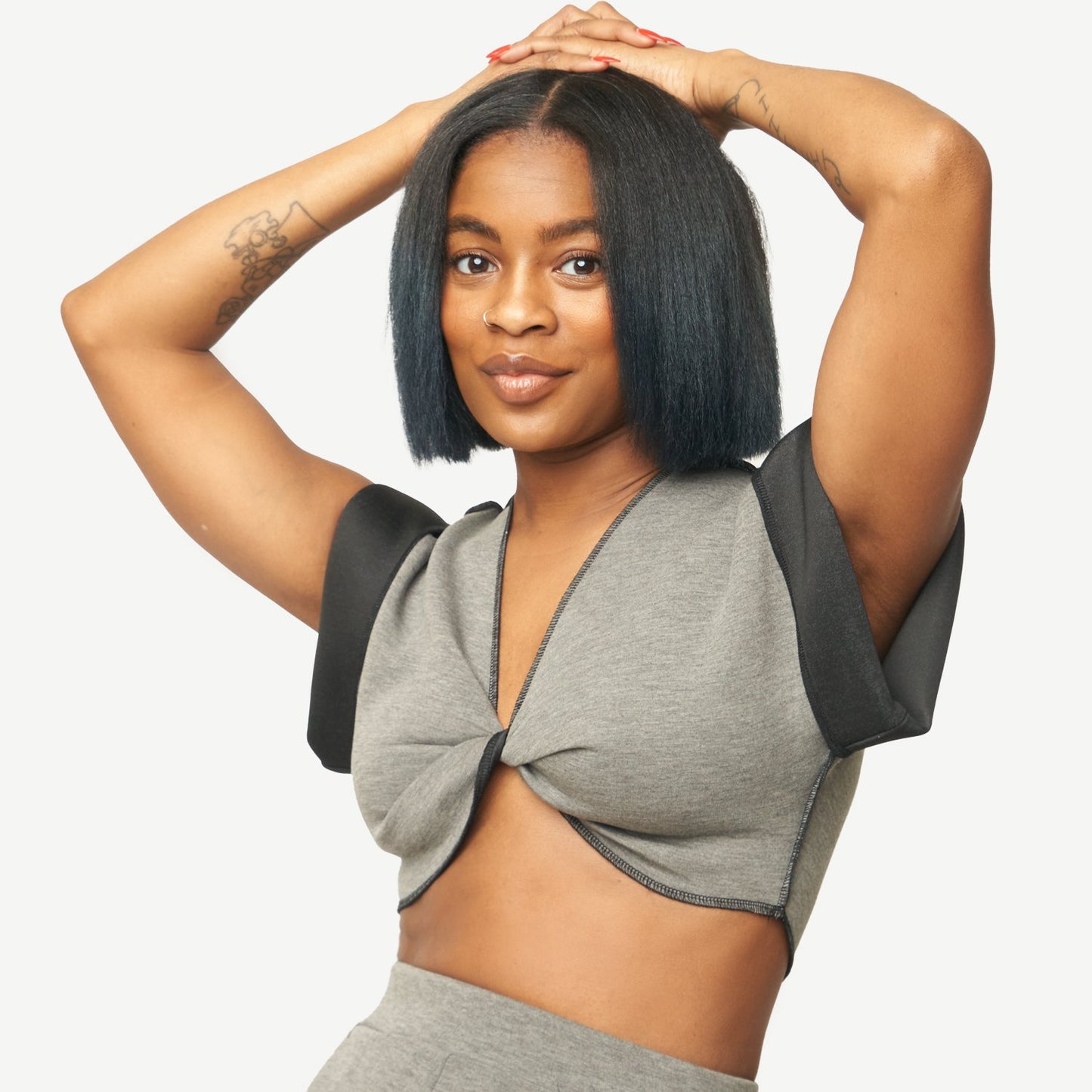 Olivia Twist Crop Top (Grey)