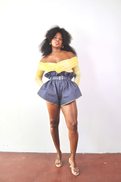 Oscar Micro Paperbag Shorts (Pinstripe)