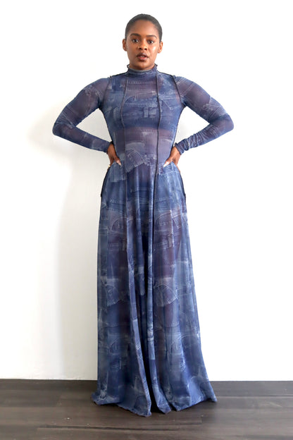 Victoria Sheer Dress (Denim)