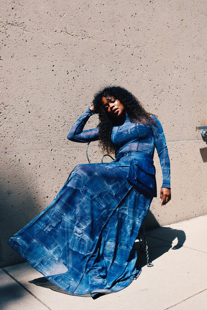 Victoria Sheer Dress (Denim)