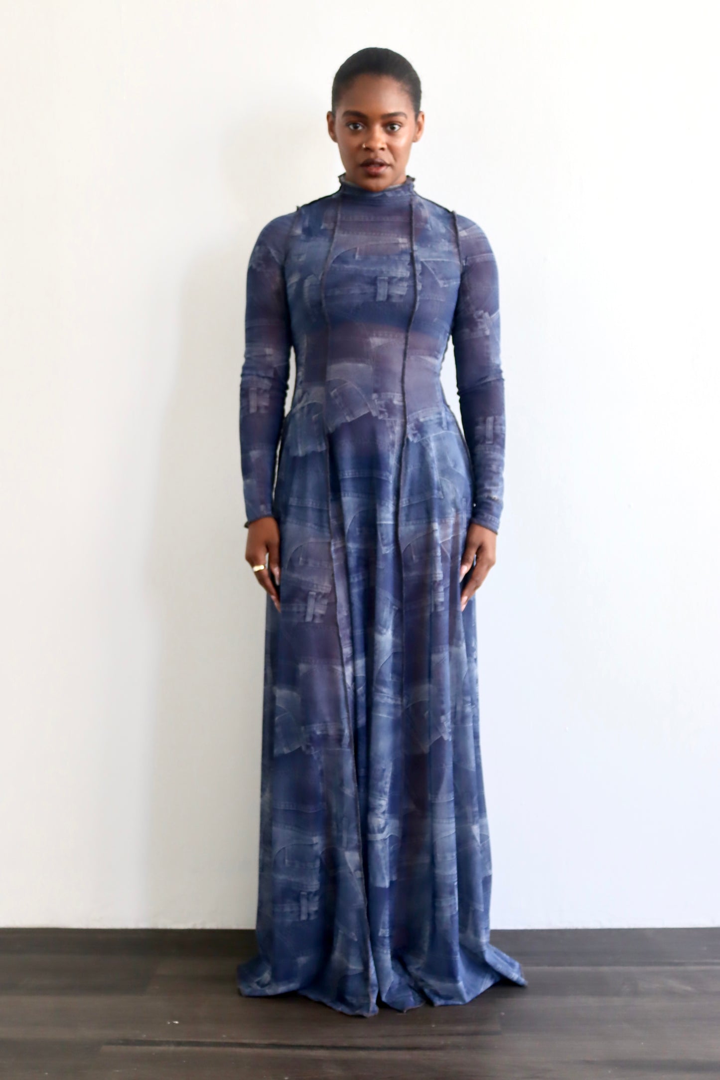 Victoria Sheer Dress (Denim)