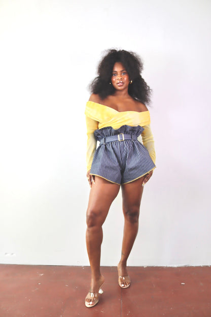 Oscar Micro Paperbag Shorts (Pinstripe)