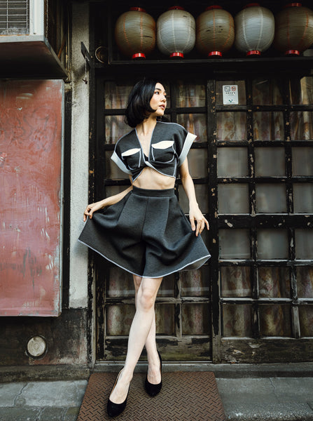 Oliver Pleated Shorts (Charcoal) – Something By Sonjia