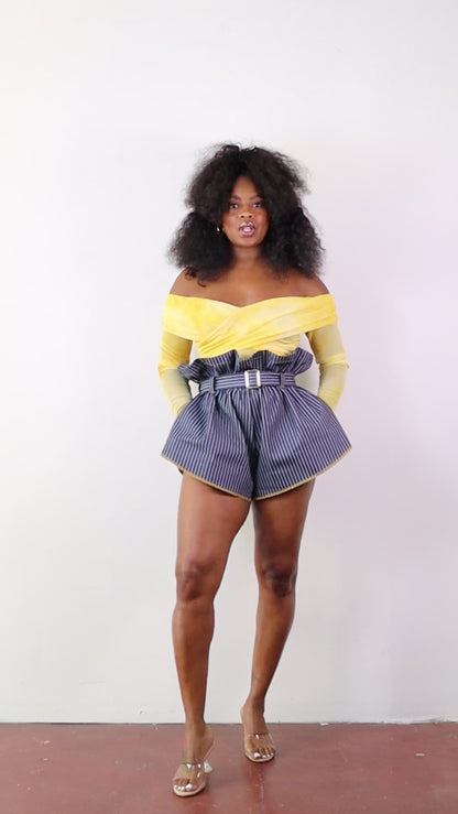 Oscar Micro Paperbag Shorts (Pinstripe)